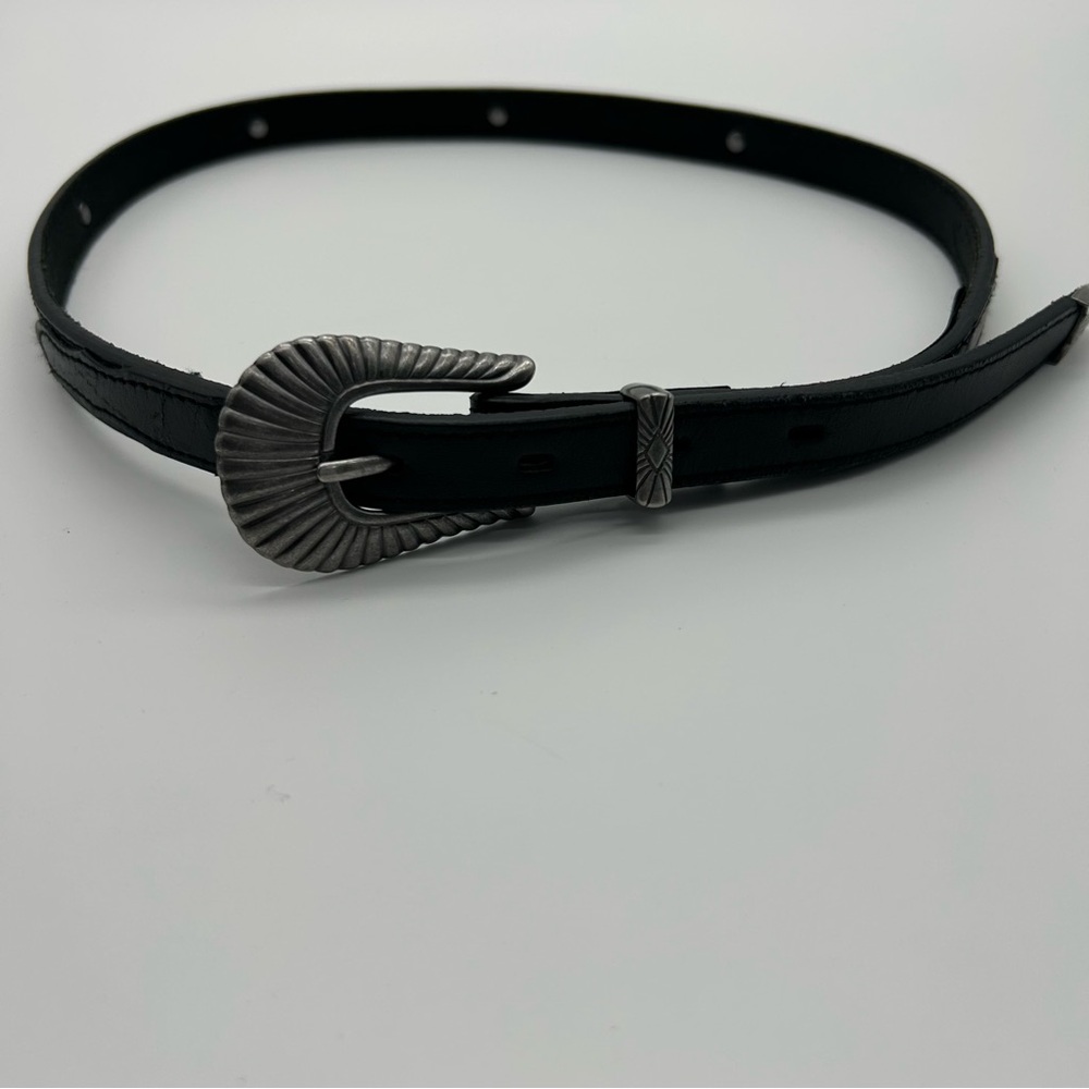 Urban Outfitters Black Leather Silver Buckle Western Belt Small